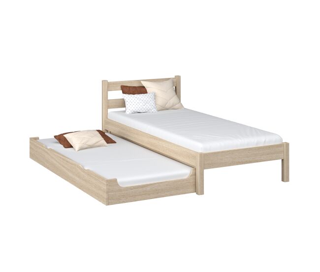 Cama individual de roble con cajón para colchón n01 roble blanqueado