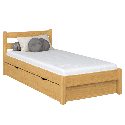 Cama individual de madeira com gaveta N01 pinho natural