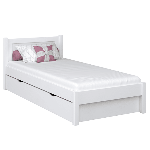 Cama individual de madeira com gaveta N02 branco Cama individual de madeira com gaveta N02 branco