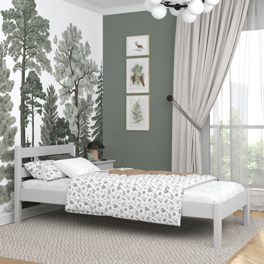 Cama individual de madeira N01 cinza Cama individual de madeira N01 cinza