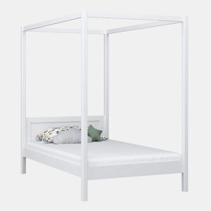 Cama individual de madeira com dossel N02 branco
