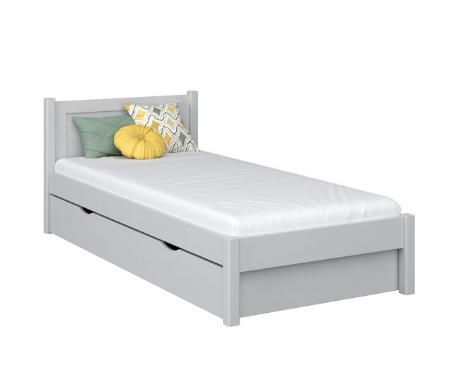 Cama individual de madera con cajón n02 gris