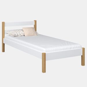 Cama individual de madeira N01 branco e carvalho