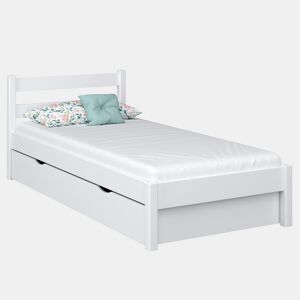 Cama individual de madeira com gaveta N01 branco