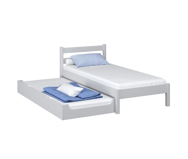 Cama individual de madera con cajón para colchón n01 gris