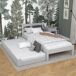 Cama individual de madera con cajón para colchón N01 100x200 Cama individual de madera con cajón para colchón N01 100x200 Blanco/ Gris