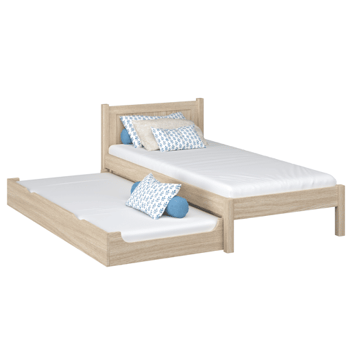 Cama individual de carvalho com gaveta para colchão N02 carvalho branqueado