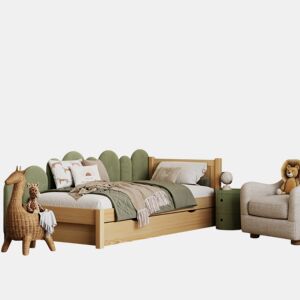 Cama individual de madeira com gaveta N02 pinho natural
