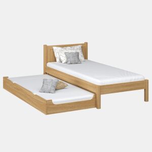 Cama individual de carvalho com gaveta para colchão N02 carvalho natural
