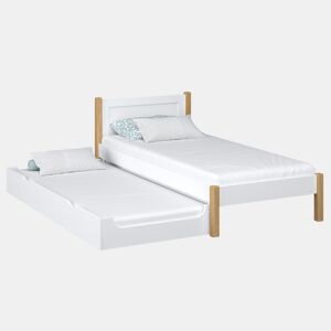 Cama individual com gaveta para colchão N02 branco e carvalho