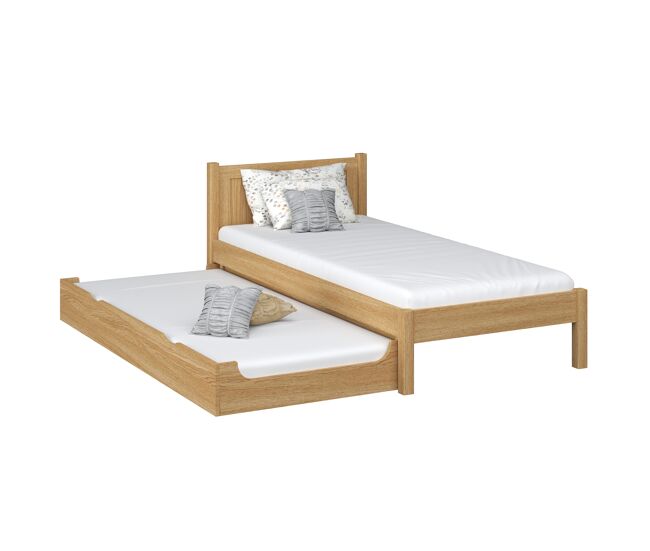 Cama individual de roble con cajón para colchón n02 roble natural