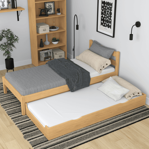 Cama individual de madeira com gaveta para colchão N01 pinho natural Cama individual de madeira com gaveta para colchão N01 pinho natural