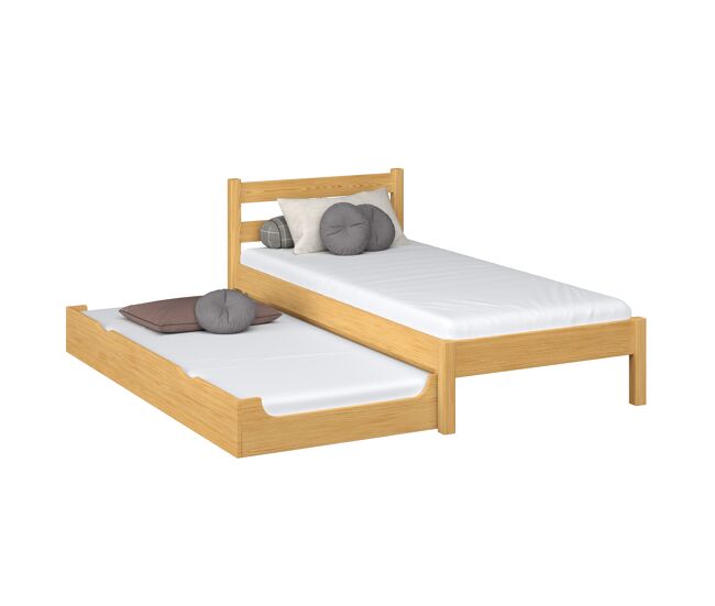 Cama individual de madera con cajón para colchón n01 pino natural