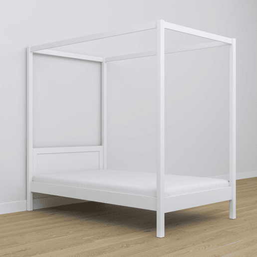 Cama individual de madeira com dossel N02 branco