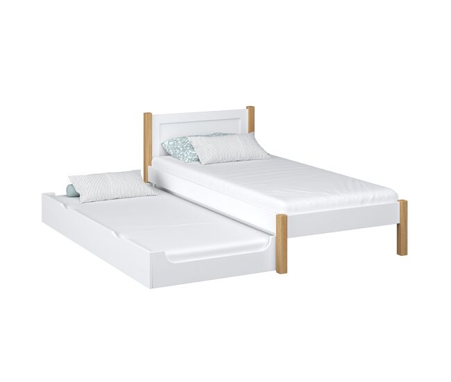 Cama individual con cajón para colchón n02 blanco / roble