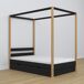Cama individual de madera con dosel y cajón N01 90x190 Cama individual de madera con dosel y cajón N01 90x190 Negro