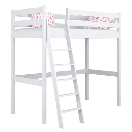 Cama alta de madeira N03 branco
