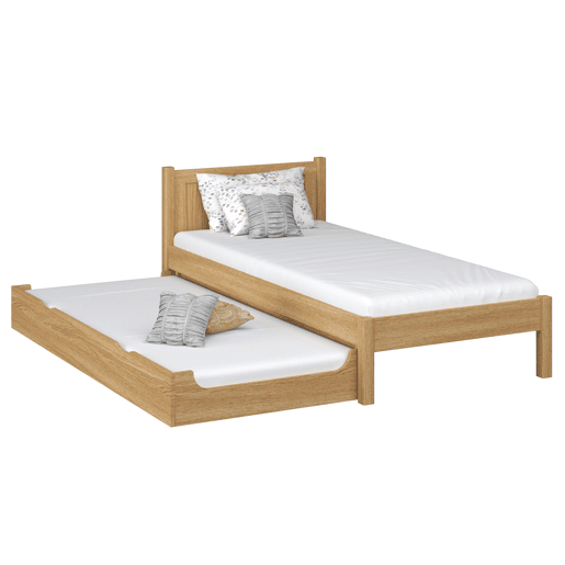 Cama individual de carvalho com gaveta para colchão N02 carvalho natural