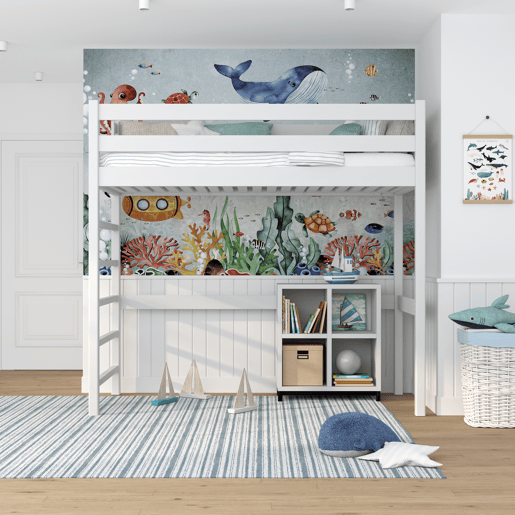 Cama alta de madeira N01 branco Cama alta de madeira N01 branco