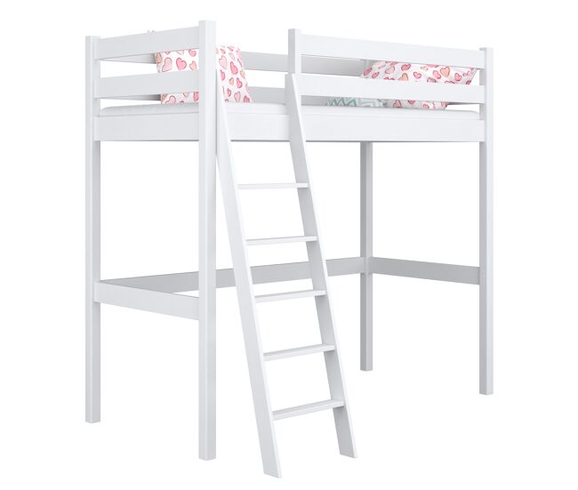 Cama alta de madera N03 blanco