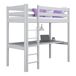 Cama alta de madera con escritorio N05 100x190 Cama alta de madera con escritorio N05 100x190 Blanco/ Gris