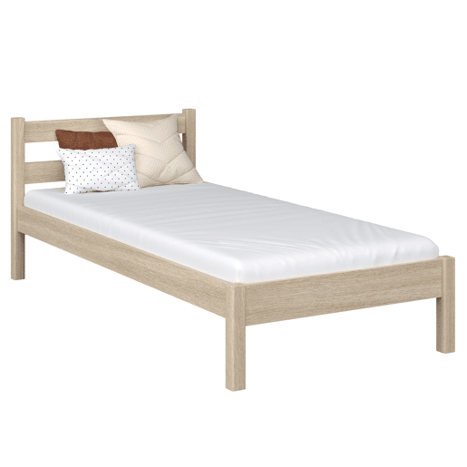 Cama individual de carvalho N01 carvalho branqueado
