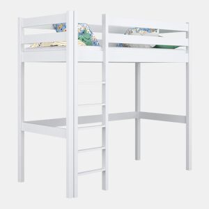 Cama alta de madeira N05 branco