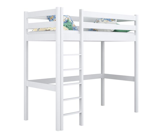 Cama alta de madera n05 blanco