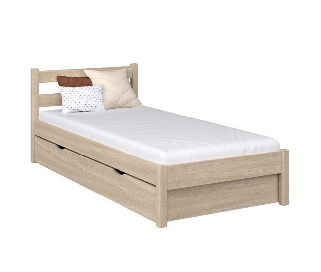 Cama individual de roble con cajón n01 roble blanqueado