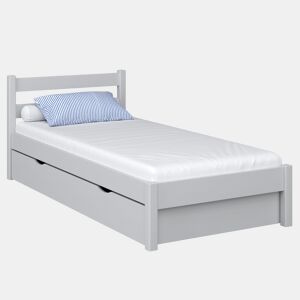 Cama individual de madeira com gaveta N01 cinza