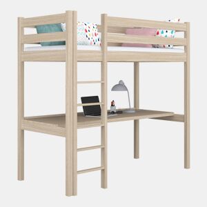 Cama mezzanine de carvalho com secretária N05 carvalho branqueado