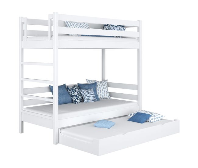 Litera de madera con cajón para colchón n03 blanco