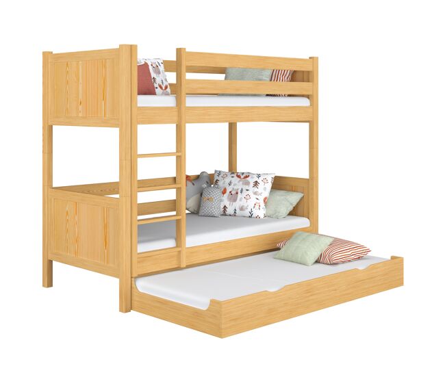 Litera de madera con cajón para colchón n02 pino natural