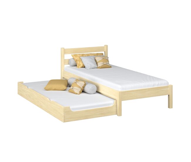Cama individual de madera con cajón para colchón n01 pino incoloro