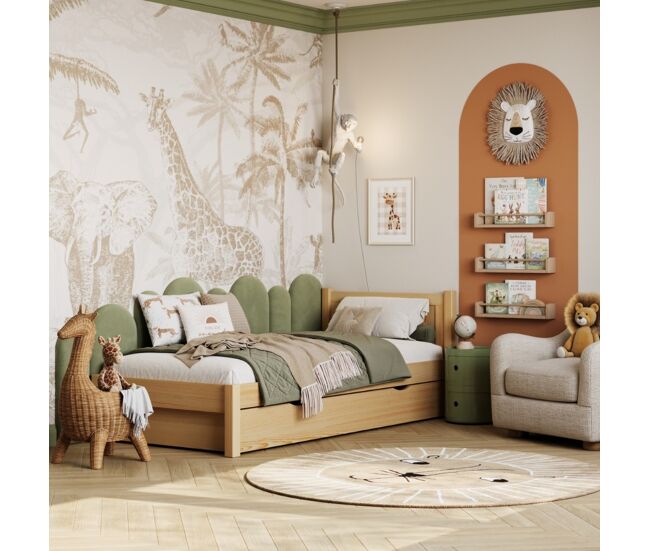 Cama individual de madera con cajón n02 pino natural