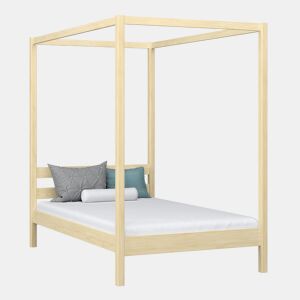 Cama individual de madeira com dossel N01 pinho incolor