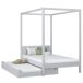 Cama individual de madera con dosel y cajón para colchón N02 100x200 Cama individual de madera con dosel y cajón para colchón N02 100x200 Blanco/ Gris