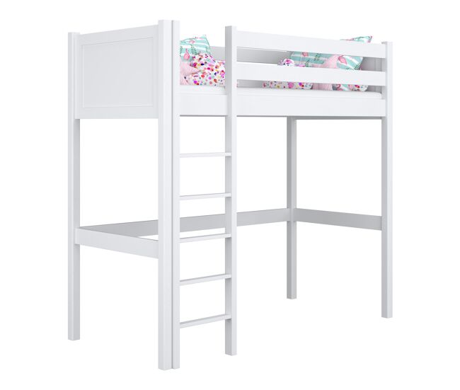 Cama alta de madera N06 blanco