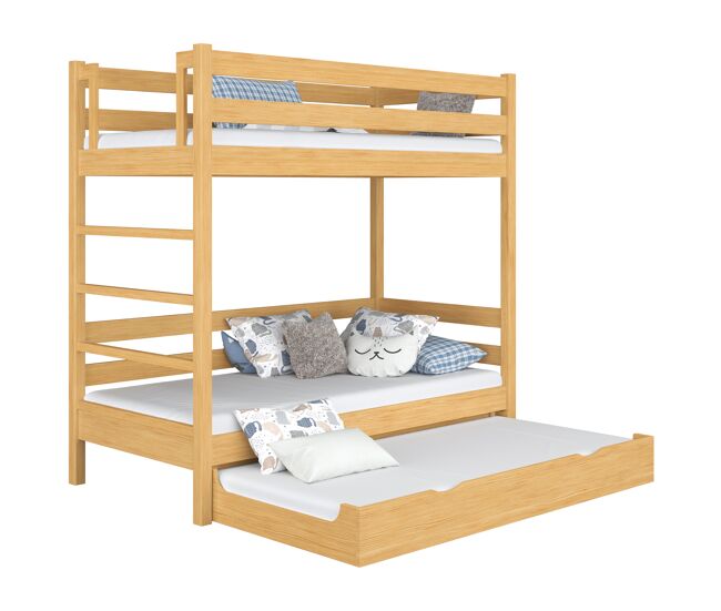 Litera de madera con cajón para colchón n03 pino natural