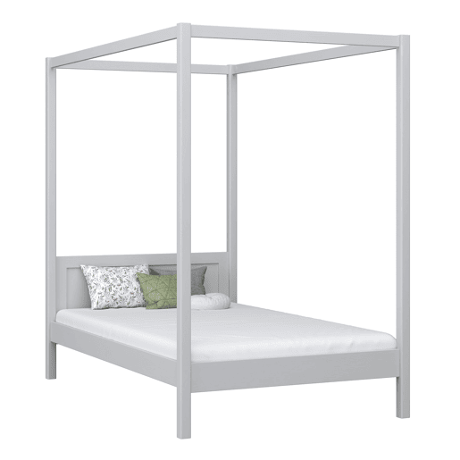 Cama individual de madeira com dossel N02 cinza Cama individual de madeira com dossel N02 cinza