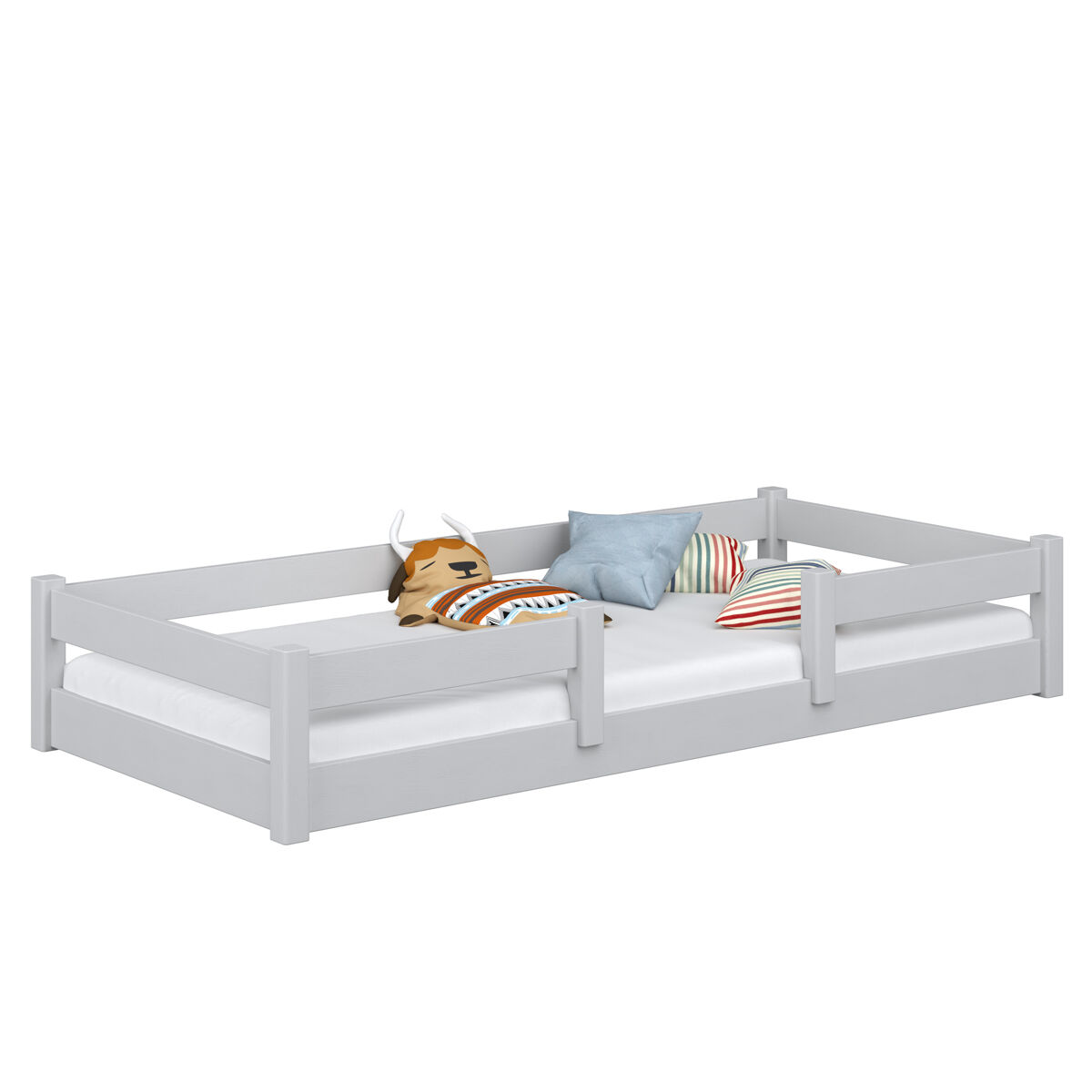 Cama baja de madera n01 gris