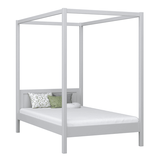 Cama individual de madeira com dossel N02 cinza Cama individual de madeira com dossel N02 cinza