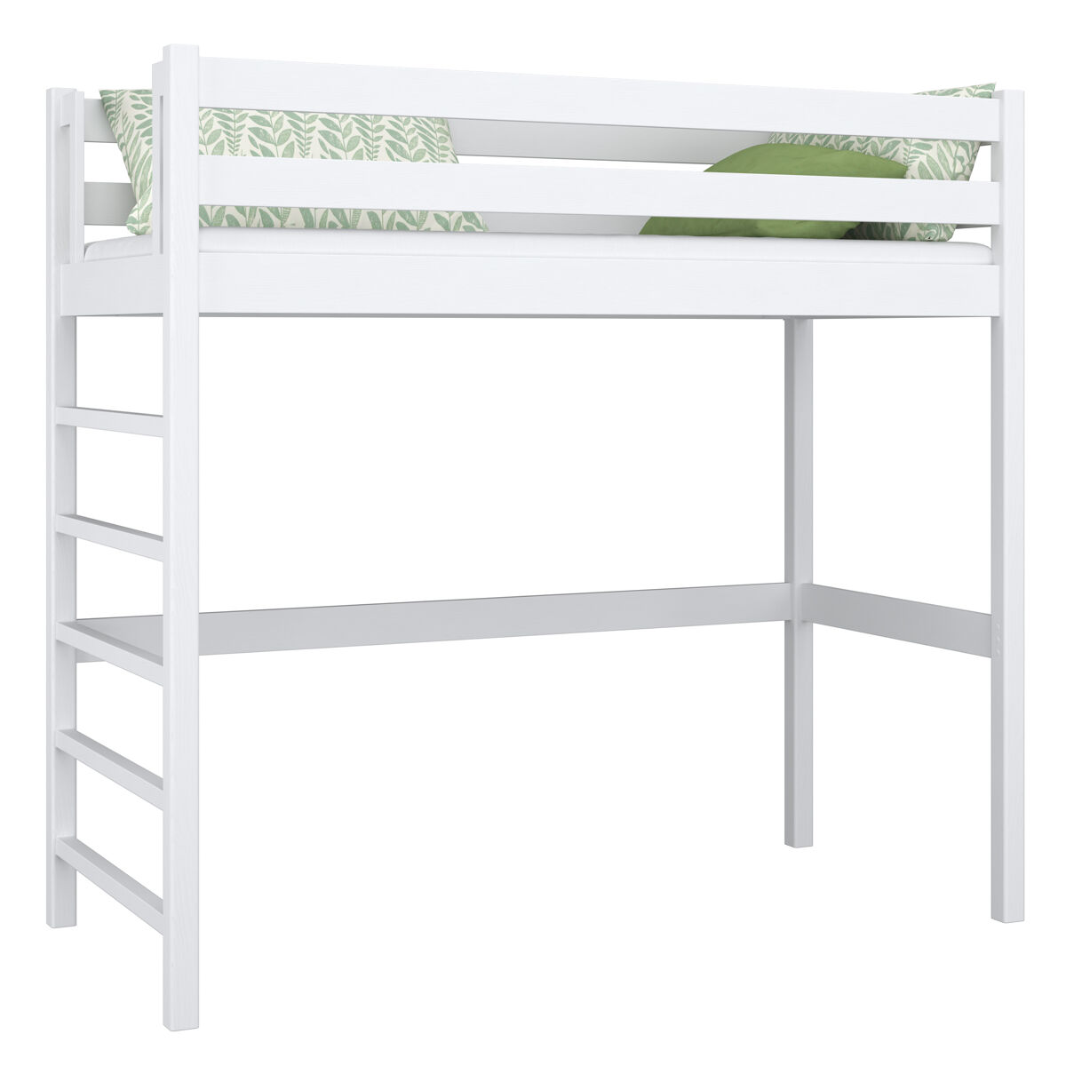 Cama alta de madera n01 blanco