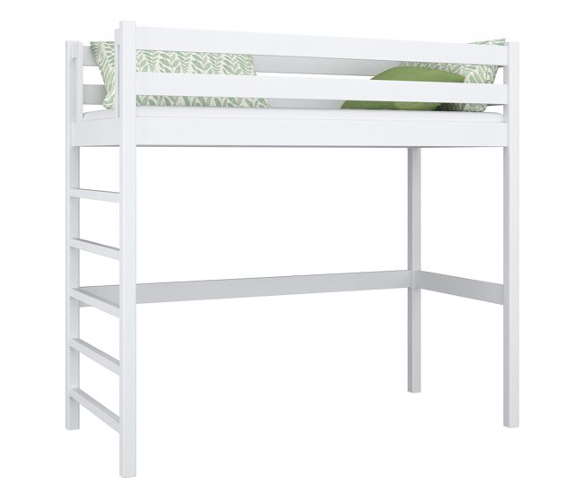 Cama alta de madera n01 blanco