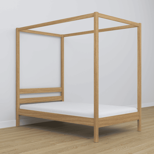 Cama individual de carvalho com dossel N01 carvalho natural