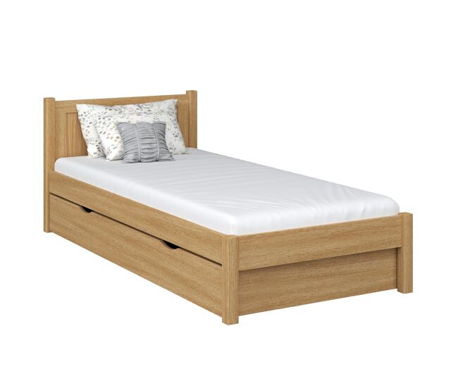 Cama individual de roble con cajón n02 roble natural