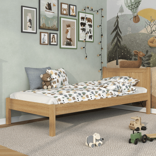 Cama individual de carvalho N02 carvalho natural Cama individual de carvalho N02 carvalho natural