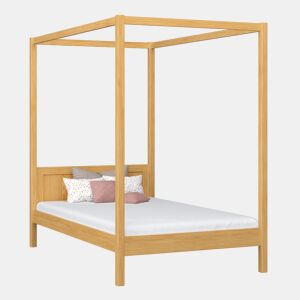 Cama individual de madeira com dossel N02 pinho natural