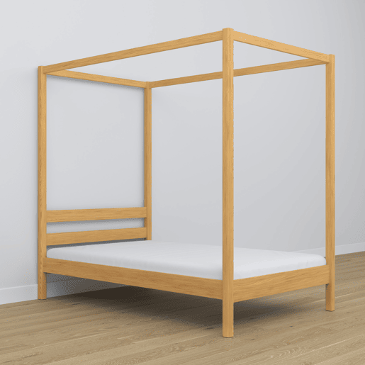 Cama individual de madeira com dossel N01 pinho natural