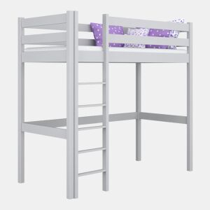 Cama alta de madeira N05 cinza